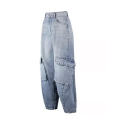 Calça Jeans Barrel Cargo