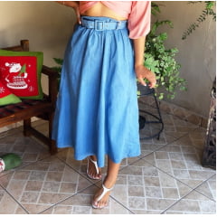 Saia Rodadinha Midi Jeans